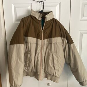 Vintage Mens Members Only Brown/Tan Puffer Jacket (size 42 Large)
